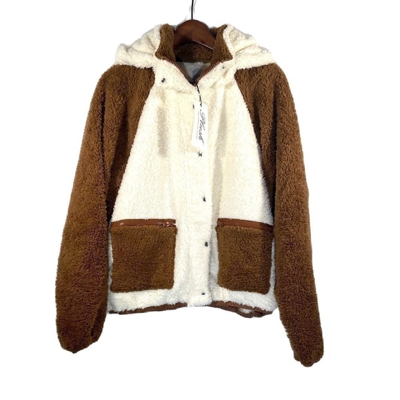 REVOLVE x Plush Sherpa Full Zip Jacket Womens Removable Hood Outerwear Sz Large - Picture 5 of 13